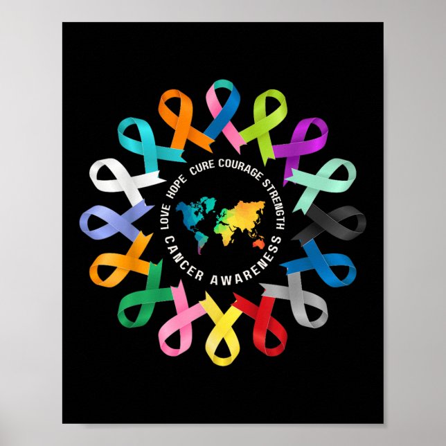 All Cancer S Awareness Fight Cancer Ribbon Support Poster (Front)