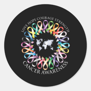 All Cancer S Survivors Awareness Fight Ribbon Supp Classic Round Sticker