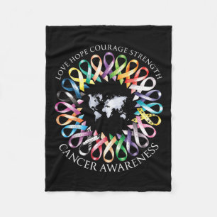 All Cancer S Survivors Awareness Fight Ribbon Supp Fleece Blanket