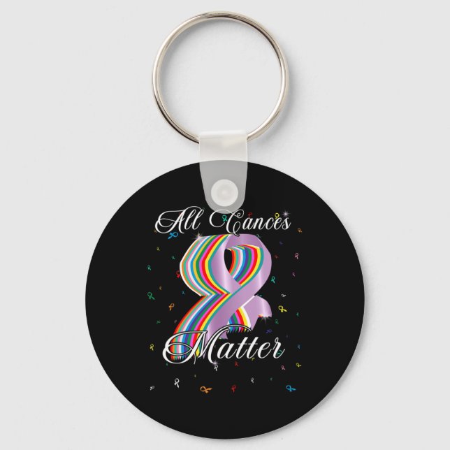 All Cances Problem All Ribbon World Cancer Awarene Keychain (Front)