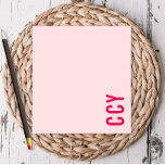 All Cap Sideways Monogram Pink Personalized Notepad<br><div class="desc">This fun notepad features your initials or name on the side of the pad.  Add your personalization using the template form. To change the font,  style,  colour or layout,  select the option to "customize further".</div>