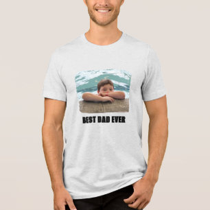 All Caps Best Dad Ever Photo Tri-Blend Shirt