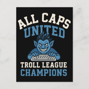 All Caps United Troll League Champions Holiday Postcard