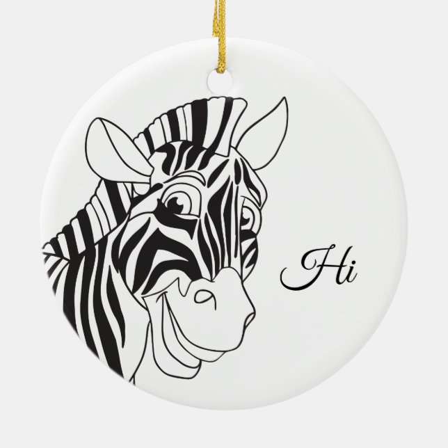 "All Charm!" Lovely Zebra Black & White Trendy Ceramic Ornament (Back)