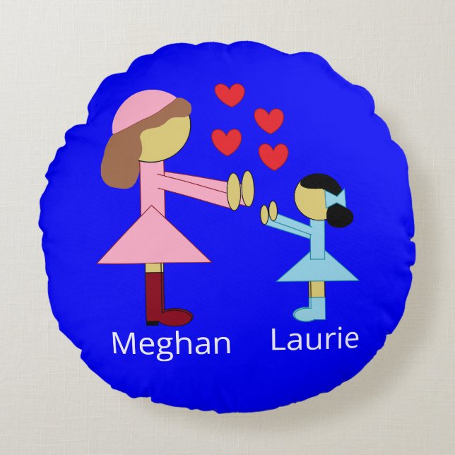 All Children Need Love:  Blue Round Pillow (Front)