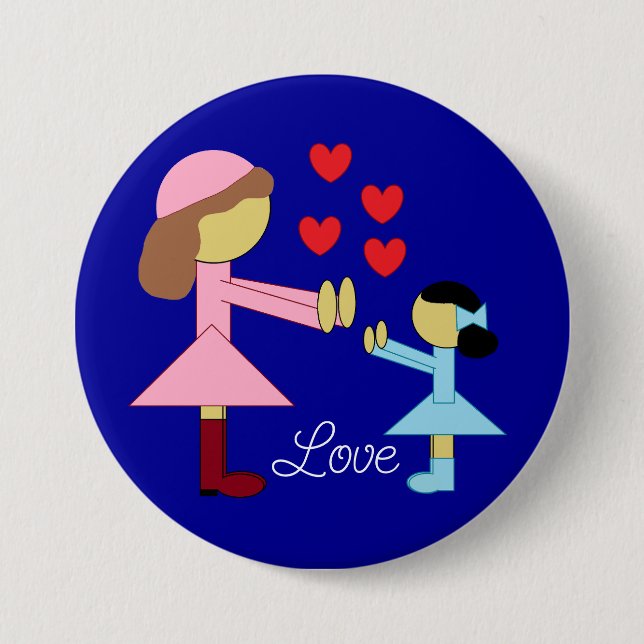 All Children Need Love: Dark Blue 3 Inch Round Button (Front)