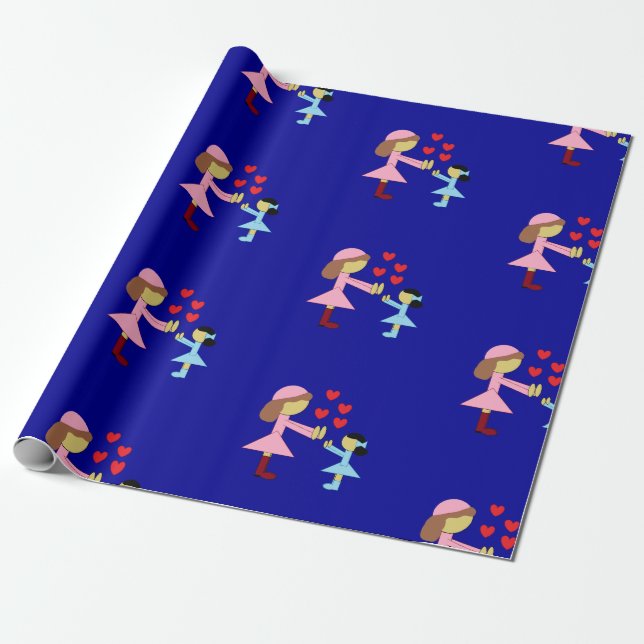 All Children Need Love:  Dark Blue Wrapping Paper (Unrolled)