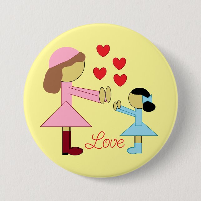 All Children Need Love: Light Yellow 3 Inch Round Button (Front)