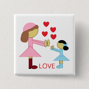 All Children Need Love:  White 2 Inch Square Button