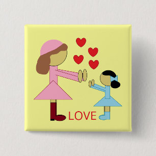 All Children Need Love: Yellow 2 Inch Square Button
