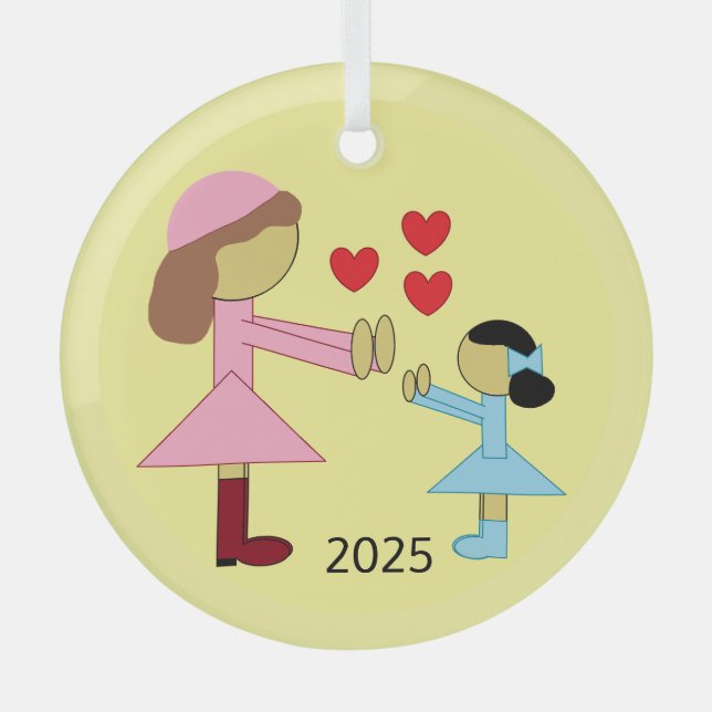 All Children Need Love: Yellow Glass Ornament (Front)
