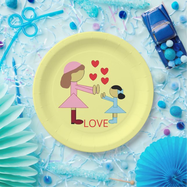 All Children Need Love: Yellow Paper Plate (Party)