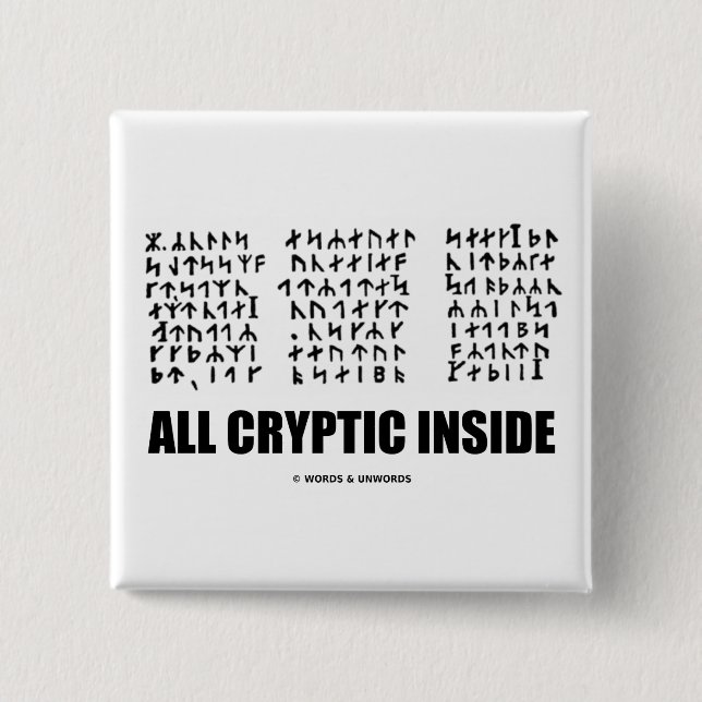 All Cryptic Inside (Jules Verne Runic Cryptogram) 2 Inch Square Button (Front)