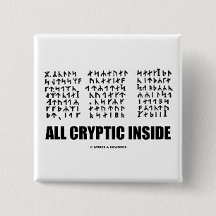 All Cryptic Inside (Jules Verne Runic Cryptogram) 2 Inch Square Button