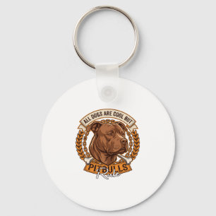 All Dogs Are Cool But Pitbulls Rule Dog Chain Bone Keychain