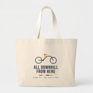 All Downhill From Here Retro Mountain Adventure To Large Tote Bag