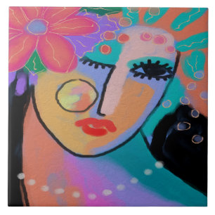 All Dressed Up Abstract Digital Portrait Tile