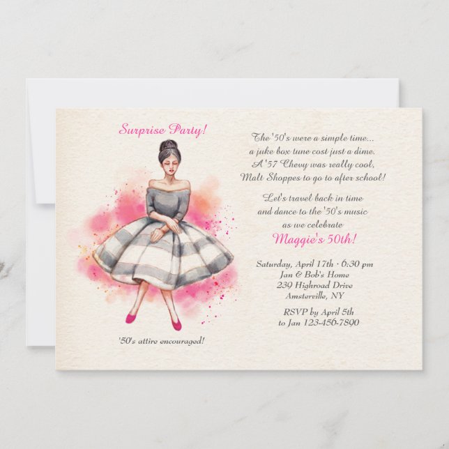 All Dressed Up Pink Invitation (Front)