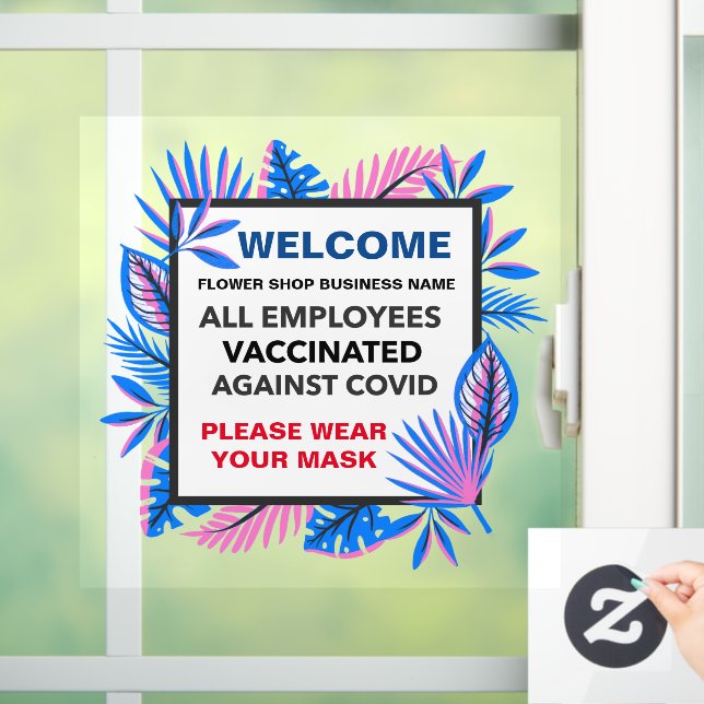 All Employees  Vaccinated Wear Mask Custom  Window Cling (Home)