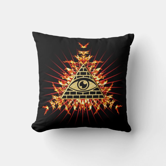 All eye of God, pyramid, foresight Throw Pillow (Front)