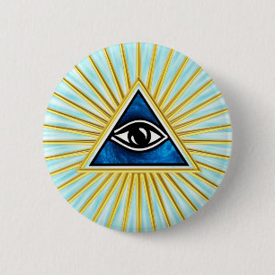 All eye of God, pyramid, Freemasons 2 Inch Round Button