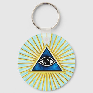 All eye of God, pyramid, Freemasons Keychain