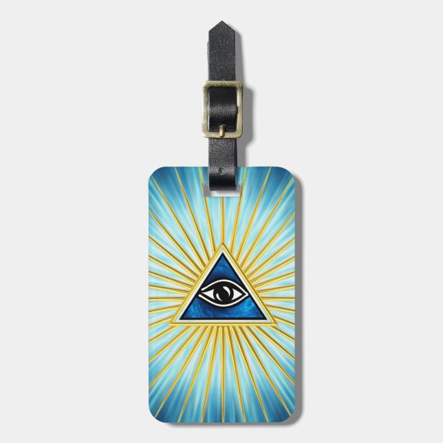 All eye of God, pyramid, Freemasons Luggage Tag (Front Vertical)