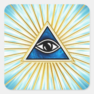All eye of God, pyramid, Freemasons Square Sticker