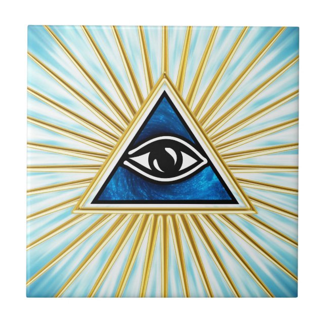 All eye of God, pyramid, Freemasons Tile (Front)