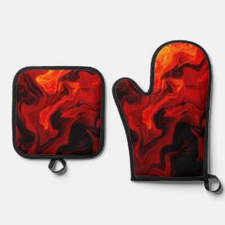 All Fired Up Oven Mitt and Pot Holders Oven Mitt & Pot Holder Set