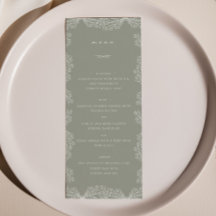 All Floral Sage Green Wedding Dinner Menu