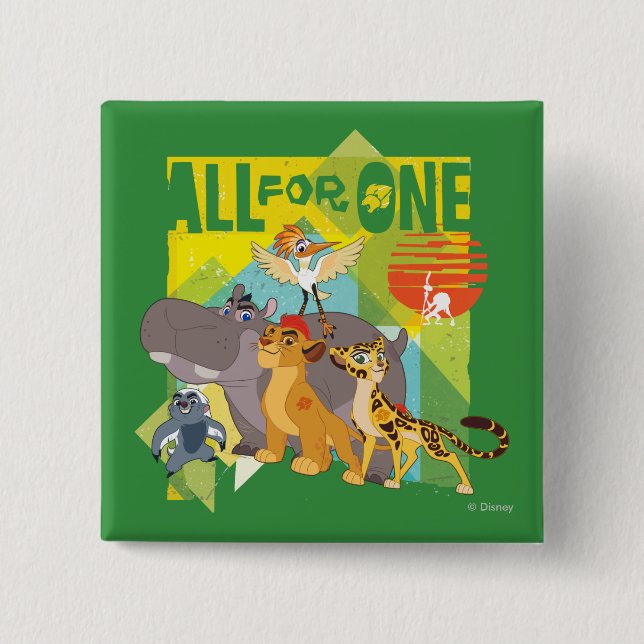 All For One Lion Guard Graphic 2 Inch Square Button (Front)