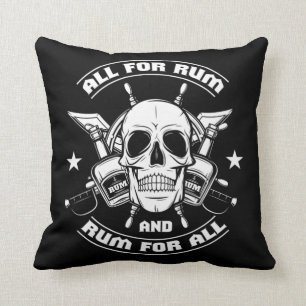 All For Rum Pirates Captain Skull Throw Pillow