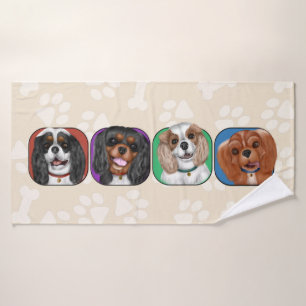 All Four Cavalier King Charles, Cute   Bath Towel