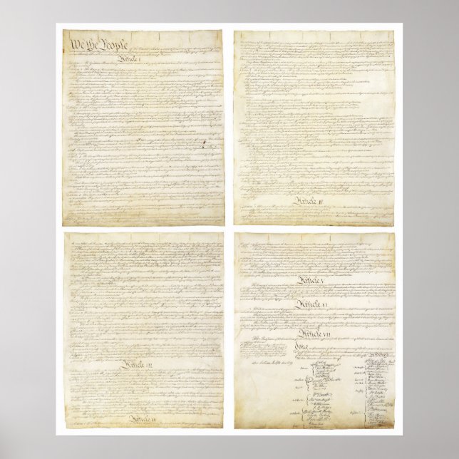 All Four ORIGINAL Pages of the U.S. Constitution Poster (Front)