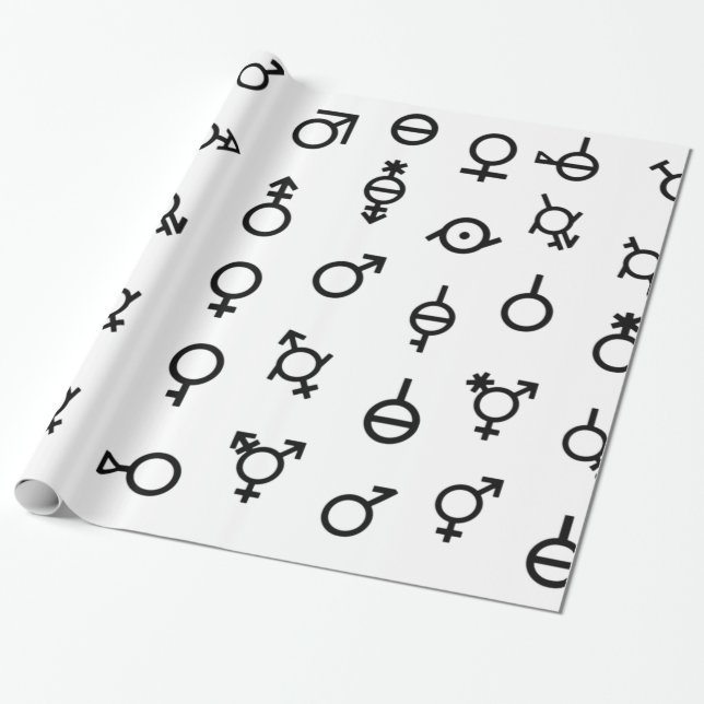 All Gender Symbols Pattern Wrapping Paper (Unrolled)