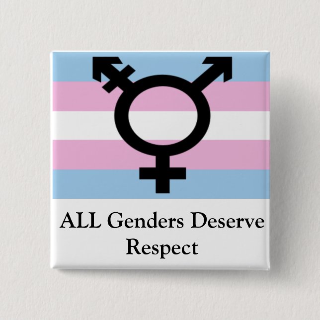 All Genders Deserve Respect 2 Inch Square Button (Front)