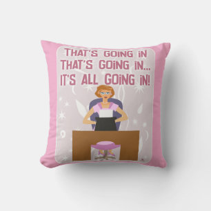 All Going In Funny Retro Kitschy Gal Writer Throw Pillow