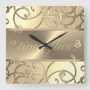 All Gold Time Flies Clock