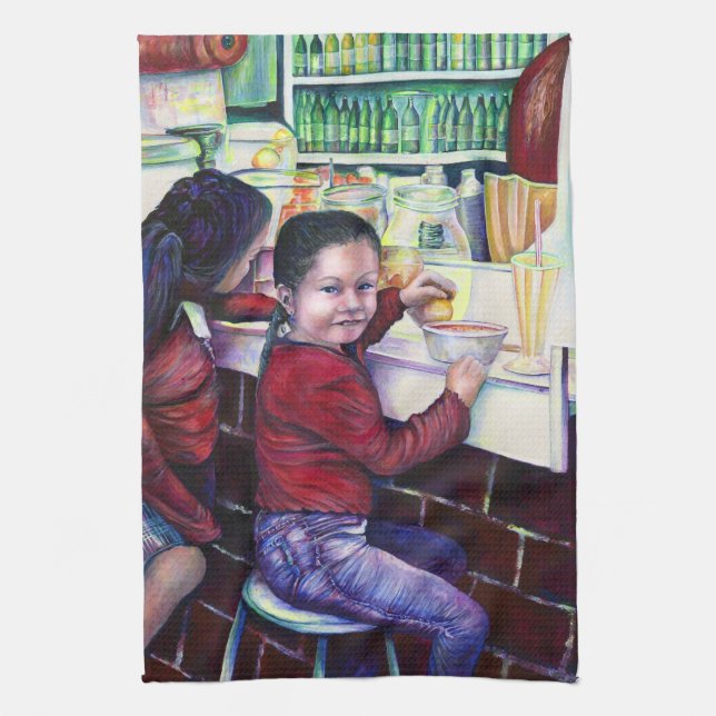 All Good little Girls get Ice Cream, Mexico Kitchen Towel (Vertical)
