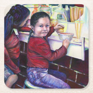 All Good little Girls get Ice Cream, Mexico Square Paper Coaster