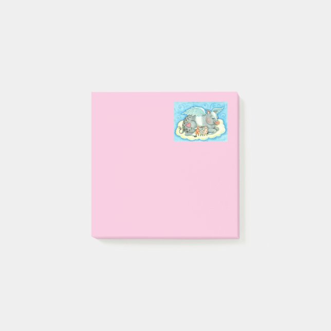 ALL GOOD PIGLETS GO TO HEAVEN, CUTE PIG ANGELS POST-IT NOTES (Front)