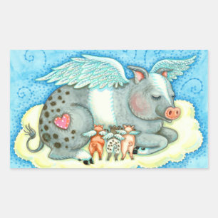 ALL GOOD PIGLETS GO TO HEAVEN, CUTE PIG ANGELS STICKER