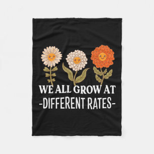 All Grow At Different Rates Back To School Teacher Fleece Blanket