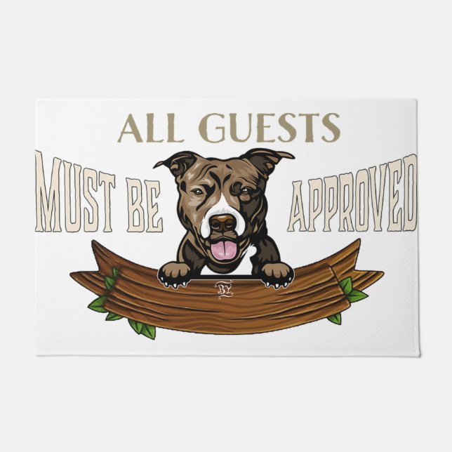 All Guests Must Be Appoved Mat, Cute Dog  Doormat (Front)