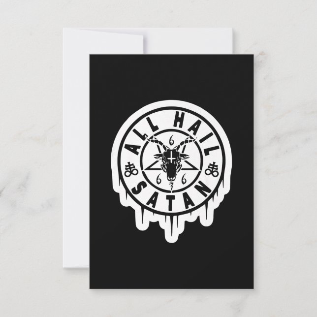 All Hail Satan Goat Gift Xmas Gift RSVP Card (Front)