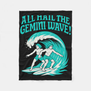 All Hail The Gemini Wave Astrology Zodiac Surfing Fleece Blanket