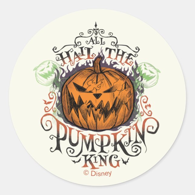 All Hail The Pumpkin King - Gothic Flames Classic Round Sticker (Front)