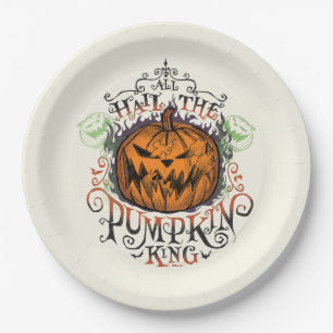 All Hail The Pumpkin King - Gothic Flames Paper Plate