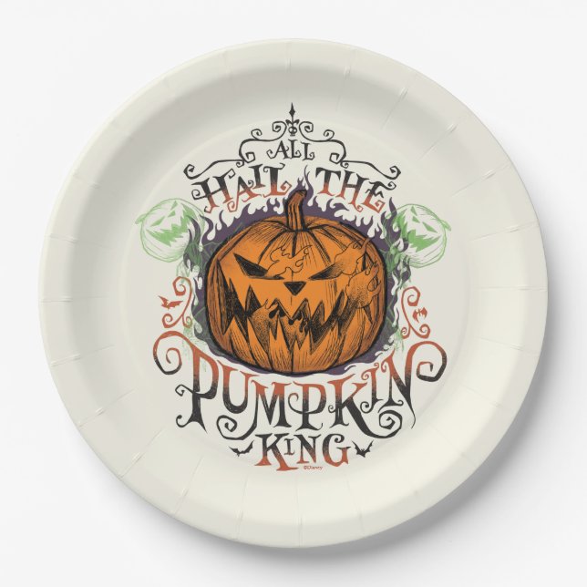 All Hail The Pumpkin King - Gothic Flames Paper Plate (Front)
